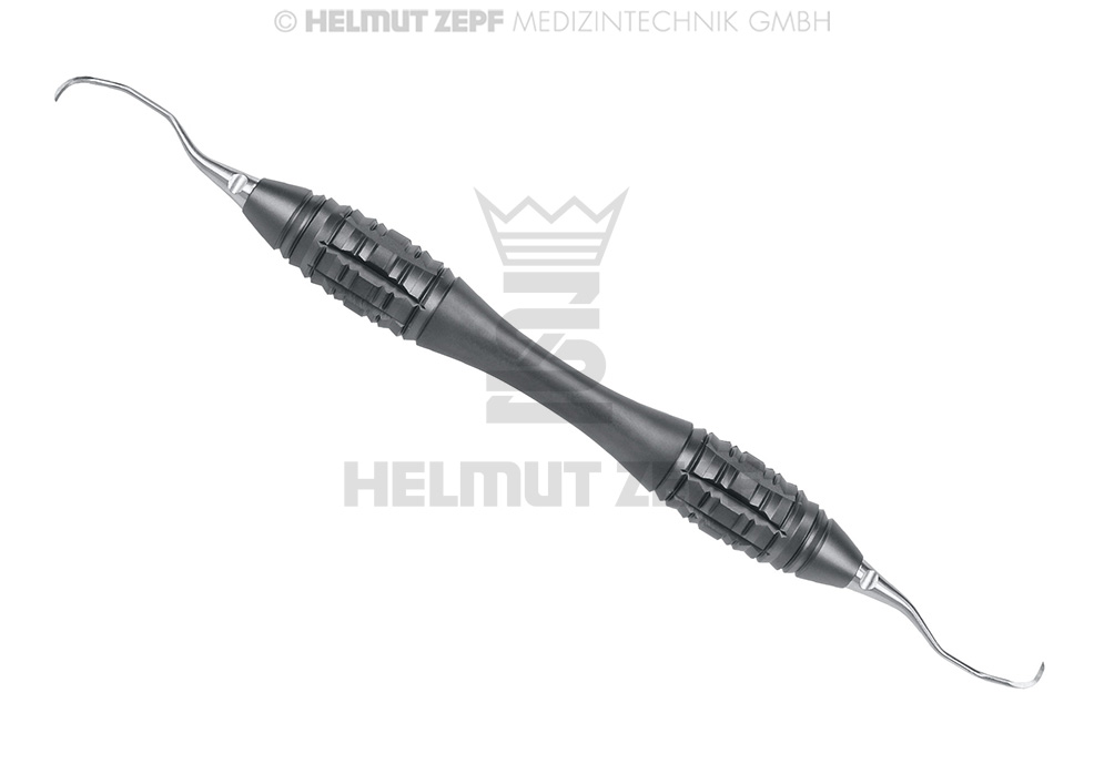 CURETTE COURBÉE, LANGER 1/2 DOUBLE EXTRÉMITÉ HUERZELER/ MANCHE ZUHR DESIGN, EMBOUT INTERCHANGEABLE