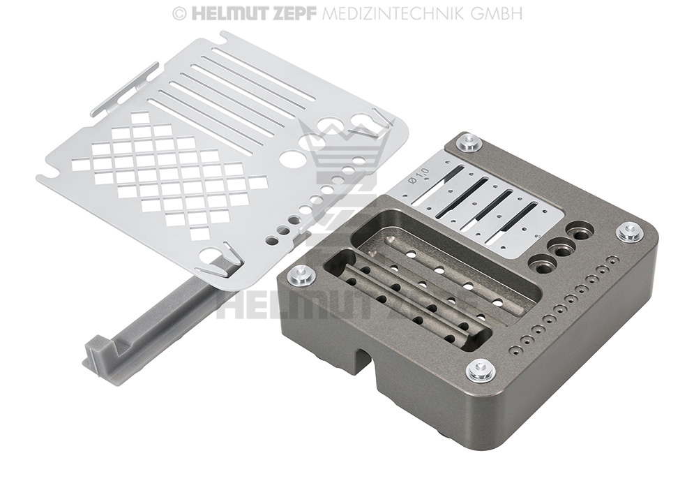 BOÎTE POUR VIS ET BROCHES, POUR 3 X 5 VIS Ø1,0, 10 BROCHES DE MEMBRANE ET UN PETIT ESPACE DE STOCKAGE