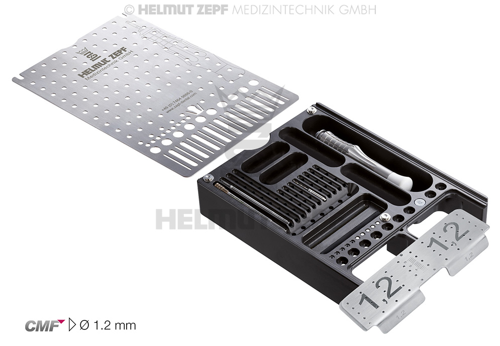 GRANDE BOX SET CMF Ø 1,2MM  VIS TITAN AVEC TOURNEVIS, LAME, FRAISE, APPLICATEUR BROCHES ET UN PAQUET DE VIS