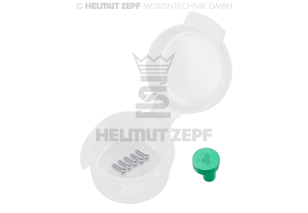 CMS, VIS EN ACIER INOXYDABLE Ø 1.0 X 4MM CRUCIFORME, BOUCHON D'INDENTIFICATION VERT  (UNITÉ D'EMBALLAGE 5 PIÈCES)