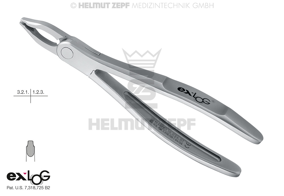 EXLOG® DAVIER FIG. 34A POUR INCISIVES ET CANINES SUPÉRIEURES MORS SPÉCIAUX POUR UNE PRÉHENSION