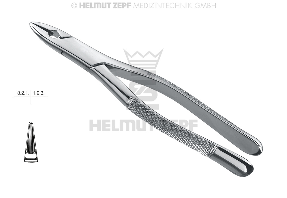 DAVIER, STANDARD, FORME AMERIC., FIG. 1, INCISIVES & CANINES SUPÉRIEURES 