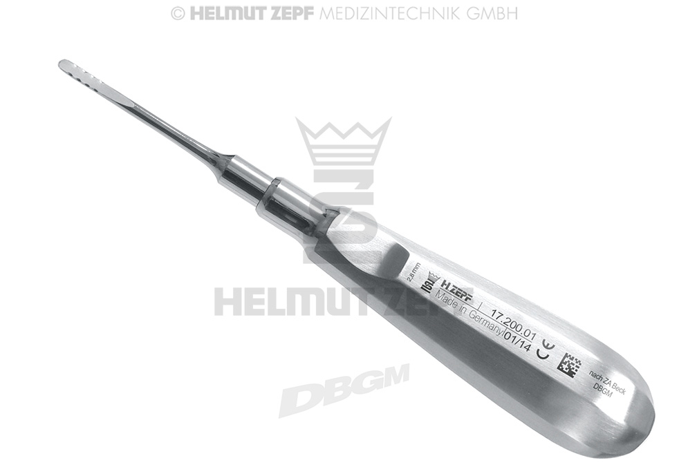 ÉLÉVATEUR DE RACINES MODIFIÉ D'APRÈS LE DENTSITE BECK, 2,8 MM DE LARGE, MANCHE AVEC APPUI-DOIGT