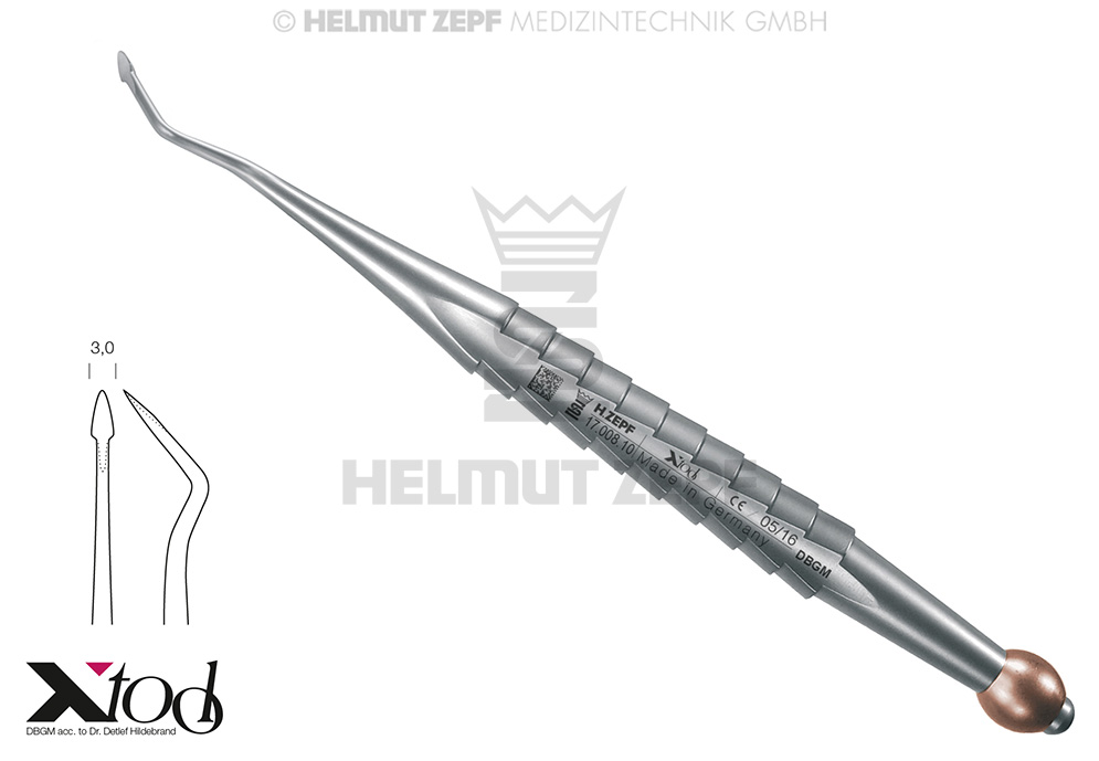 DESMOTOME APICAL, COURBURE MÉSIALE, 3MM, MANCHE ZEPF X-TOOL, CODE COULEUR BRUN