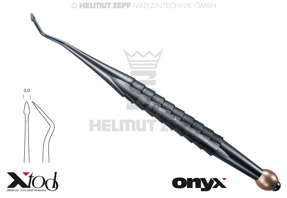 DESMOTOME APPROXIMAL, COURBURE MÉSIALE, 3MM, MANCHE ZEPF X-TOOL, CODE COULEUR BRUN, REVÊTEMENT ONYX