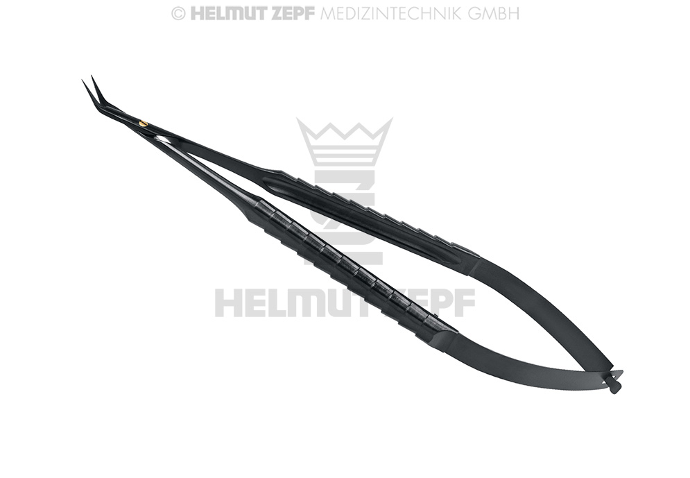MICRO-CISEAUX À RESSORT, 16 CM, AVEC MICRO DENTELURE, ZEPF-LINE, ANGULAIRE 45°, REVÊTEMENT ONYX