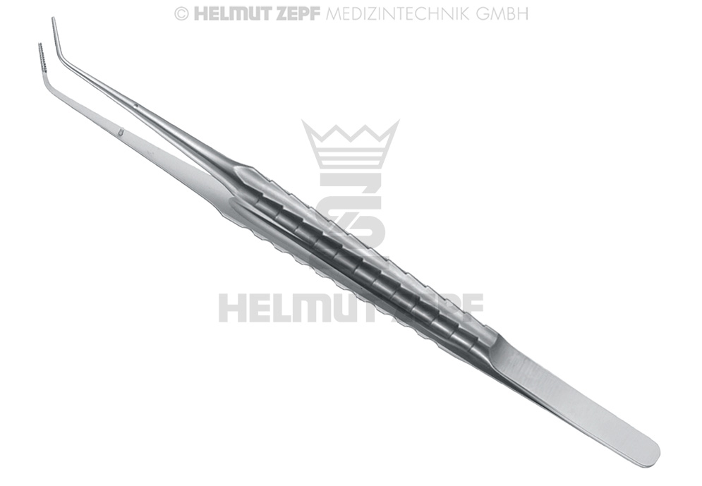 MICRO PINCE D'APRÈS COOLEY 18CM; INOXYDABLE, ZEPF-LINE COURBÉ, AVEC PIVOT GUIDANT