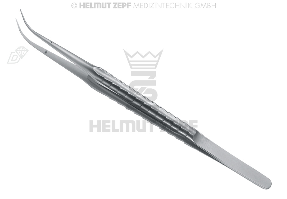 MICRO PINCE À DISSECTION 18 CM, PLANE, COURBÉE, ZEPF-LINE POINTE COURBÉE, DIAMANTÉE