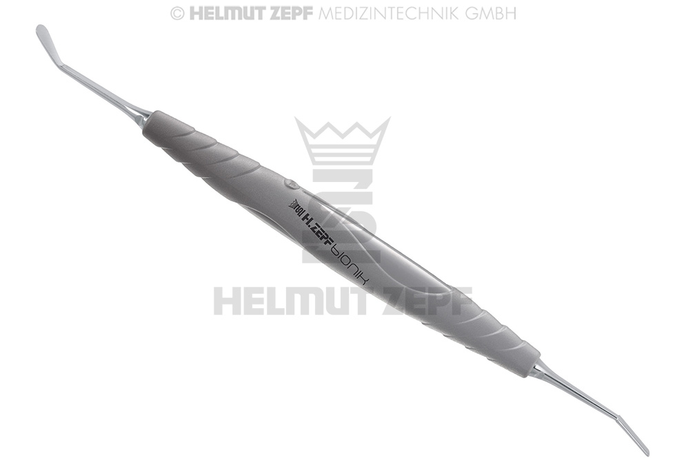 CURETTE PERIODENTIC ANGULÉE MICDRO RASPATORIUM DANS LE MANCHE ZEPF BIONIK, GRIS