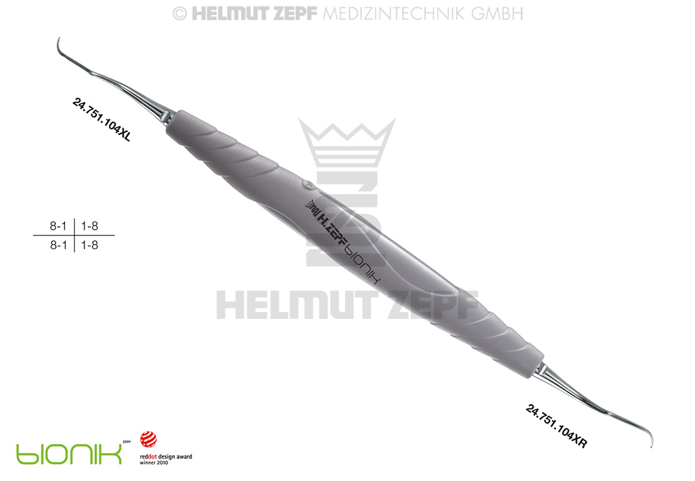 ZEPF-BIONIK, INSTRUMENT À DETARTRER FIG.GXC4, GRIS POINTES INTERCHANGEABLES