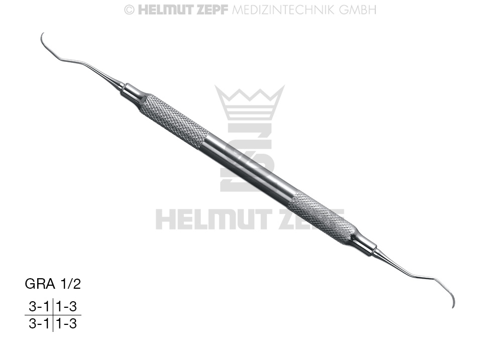 CURETTE SPÉCIALE D'APRÈS GRACEY GRA1/2 AVEC MANCHE CREUX ET INOXYDABLE 