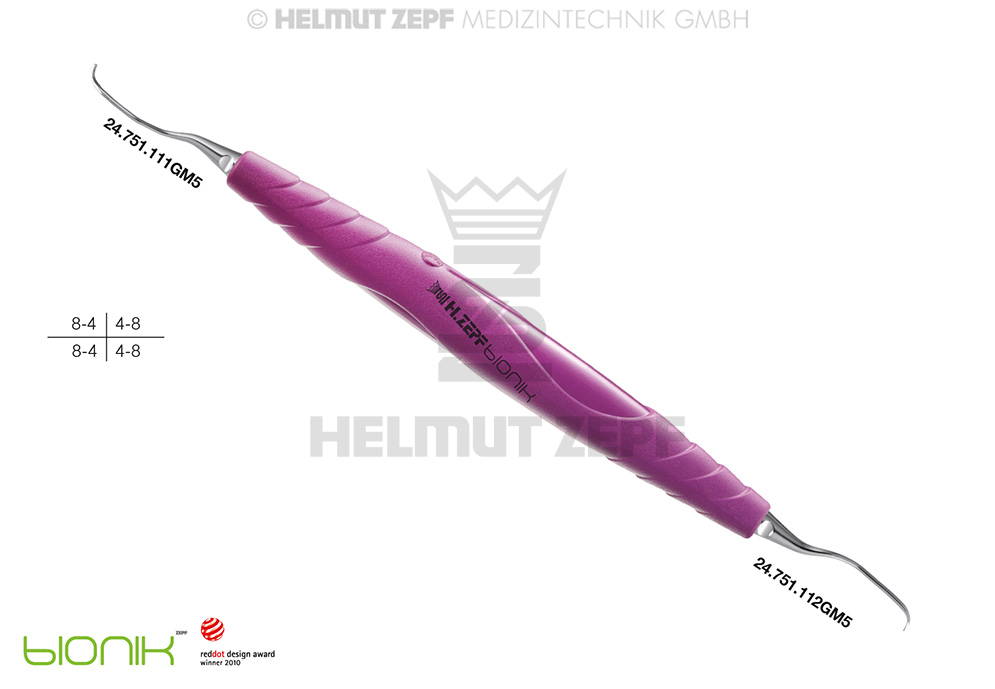 ZEPF-BIONIK, CURETTE SPÉCIALE GRACEY 11-12 M4X0.5, VIOLET POINTES INTERCHANGEABLES