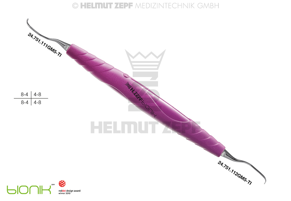 ZEPF-BIONIK, CURETTE SPÉCIALE GRACEY 11-12, VIOLETTE POINTES INTERCHANGEABLES, TITANE