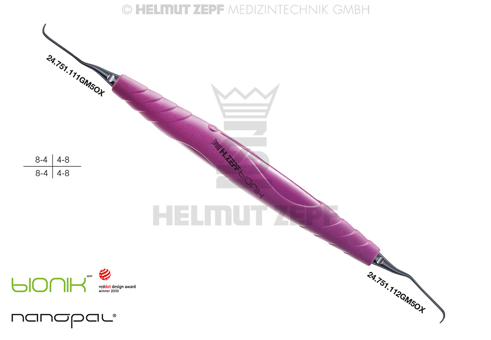 ZEPF-BIONIK, CURETTE SPÉCIALE GRACEY 11-12 M5,  M4X0,5, VIOLET POINTES INTERCHANGEABLES