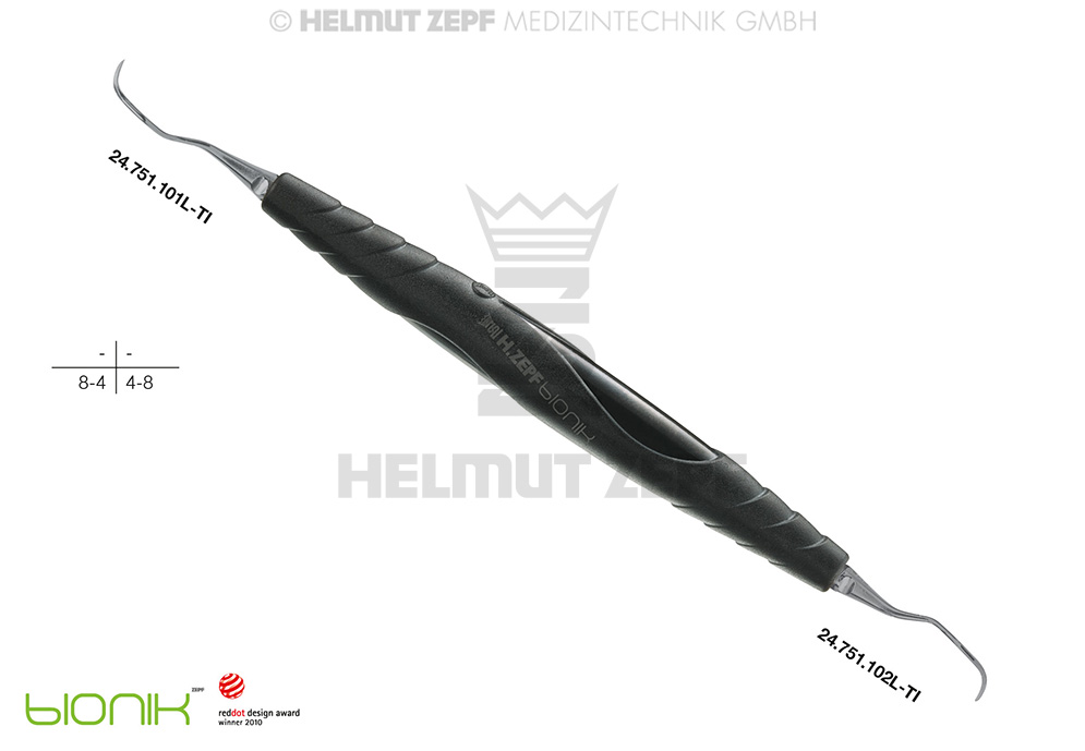 ZEPF-BIONIK, CURETTE SPÉCIALE LANGER FIG.L1/2, NOIR POINTES INTERCHANGEABLES