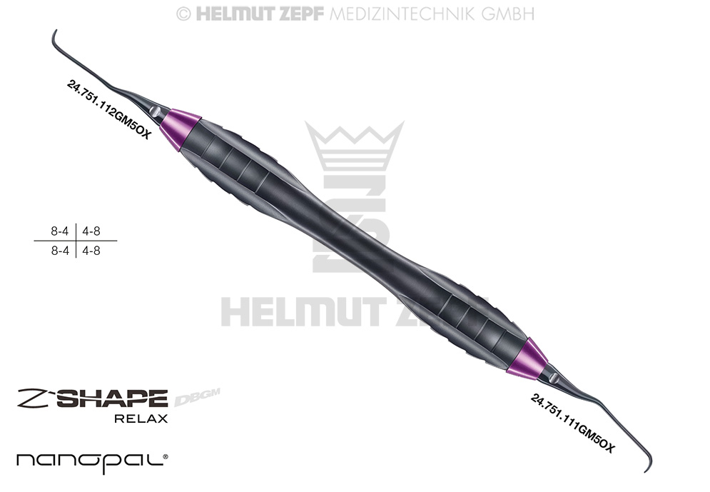 CURETTE SPÉCIALE GRACEY 11/12 M5 1ER TIGE ENV. 3 MM PLUS LONG, MANCHE Z-SHAPE RELAX, VIOLET VIF,