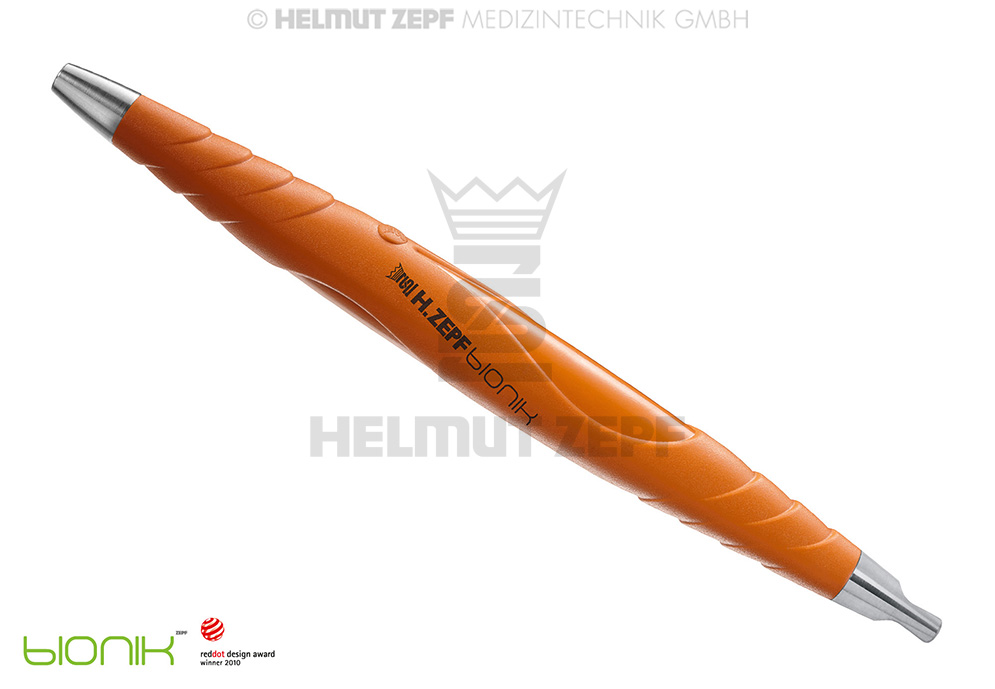 ZEPF-BIONIK, MANCHE UNIVERSEL, PEEK, POUR INSERTS ÉCHANGEABLES M2,5X0,5 À UN SEUL BOUT, ORANGE VIF