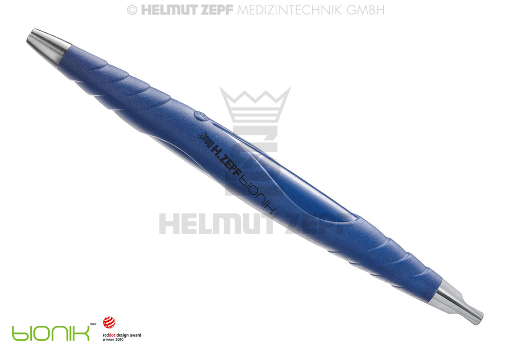 ZEPF-BIONIK MANCHE UNIVERSEL, PEEK POUR INSERTS ÉCHANGEABLES M2,5X0,5 À UN SEUL BOUT, BLEU DE COBALT