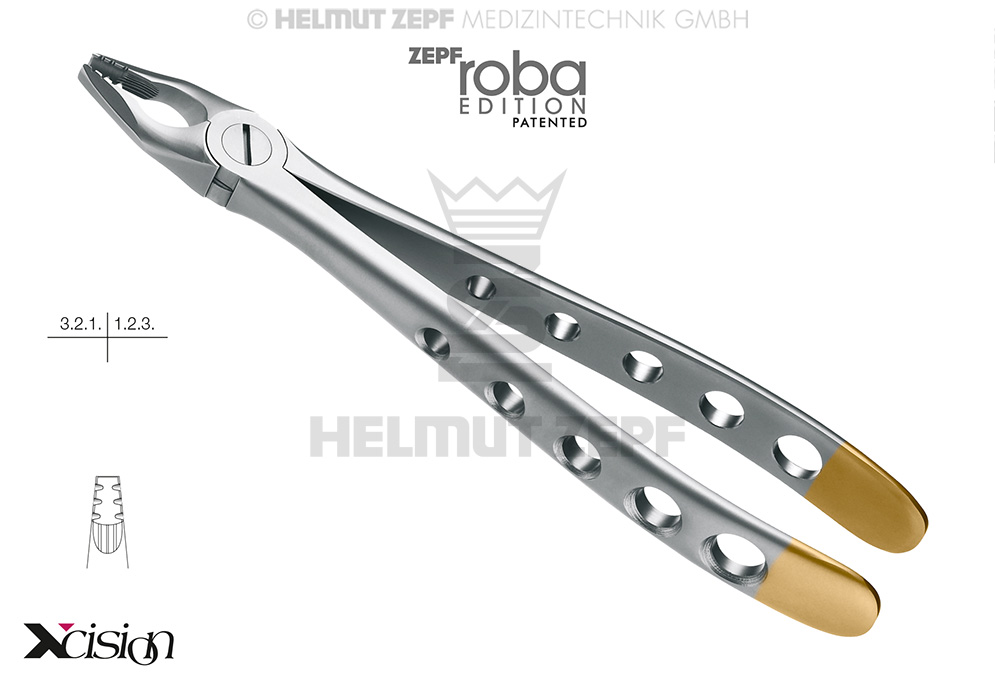 DAVIER, FORME ANGLAISE, FIG.34M MODIF., ROBA-EDITION D'APRÈS DR. BECK, INCISIVES ET CANINES SUPÉRIEURES