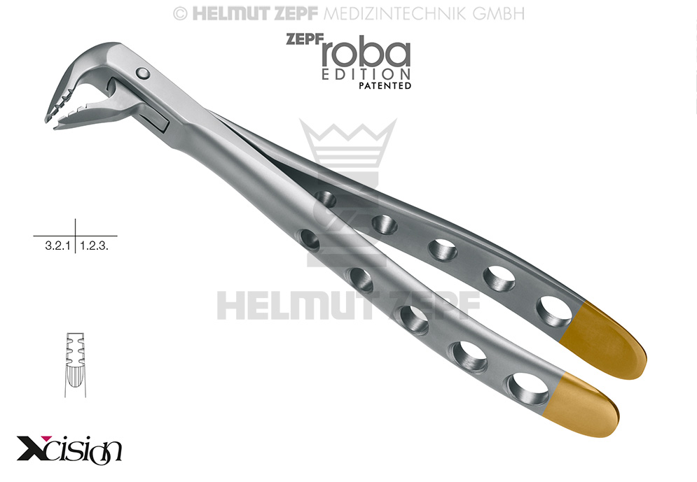 DAVIER, FORME ANGL, FIG 36M MODIF., ROBA-EDITION D'APRÈS DR. BECK, INCISIVES INFÉRIEURES ET PRÉMOLAIRES
