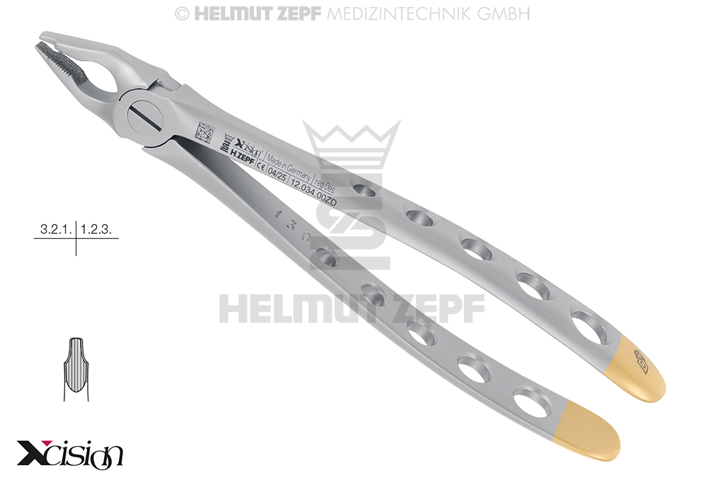 EXTRACTING FORCEPS, ENGL. PATTERN,FIG.34 UPPER INCISORS AND EYE TEETH SPECIAL BEAKS, FAR-REACHING