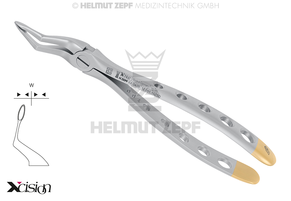 EXTRACT. FORCEPS F.UPPER  ROOTS, FIG. 51-SB >>WITH SERRATED EDGES<< XCISION-LINE®