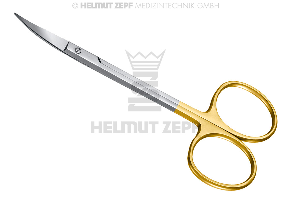 CISEAUX À GENCIVES AVEC MORS EN TC, COURBÉS, 11,5 CM 