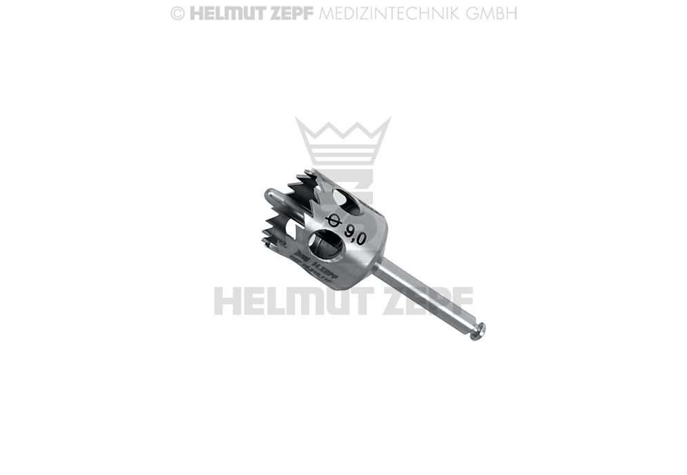 TRÉPAN, DIAMÈTRE INTERNE 9,0 MM TIGE 2,35 MM X 30 MM DE LONG, 9 GRIFFES AIDE AU CENTRAGE