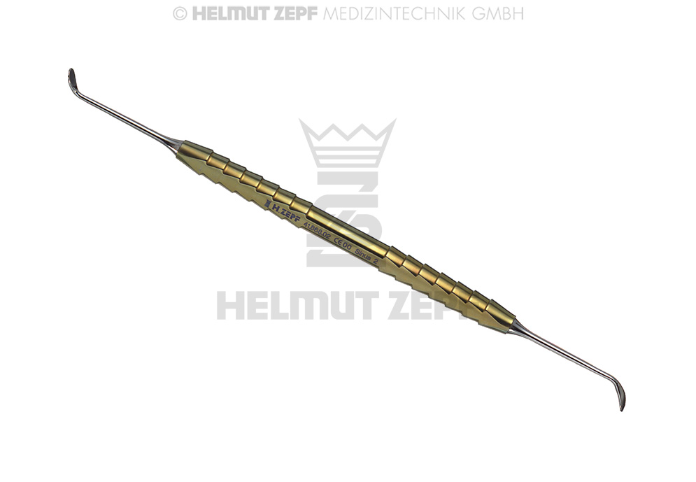 KIRSCH, SINUS 2, ÉLÉVATEUR 60°/60° TITANE ZEPF-LINE, COULEUR OR DOUBLE EXTRÉMITÉ, 17,5 CM