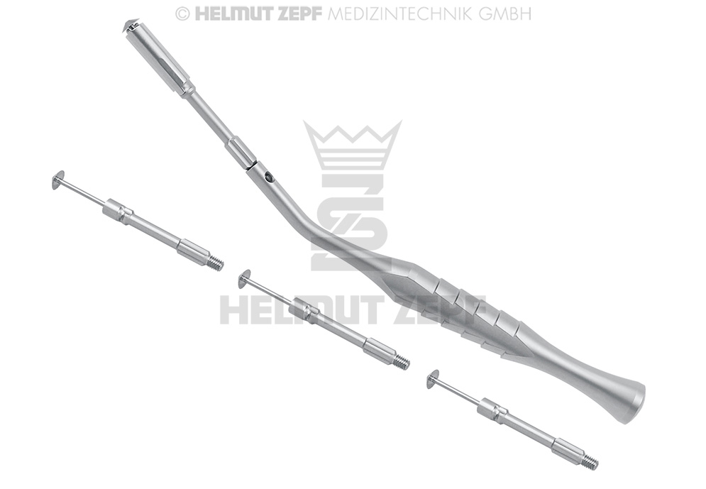 GRATTOIR À OS "BONE SCRAPER II" COUDÉ, Ø6, AVEC 3 LAMES DE RECHANGE, ZEPF-DESIGN
