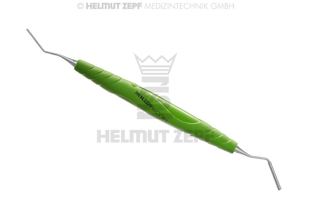 FOULOIR PLAN, TITANE, AVEC MESURE DE PROFONDEUR, POINTES ECHANGEABLES STRIEES, DIAM. 1,0MM ET DIAM. 2,0MM,