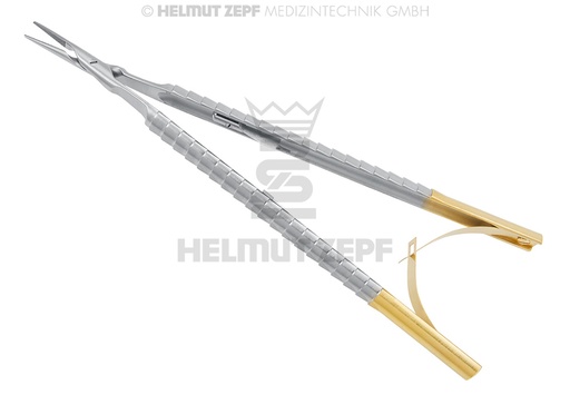 [4120017TC] MICRO PORTE-AIGUILLE, DROIT, 17,5CM, INOXYDABLE,ZEPF-LINE AVEC TC, AVEC CREMAILLERE ET RESSORT