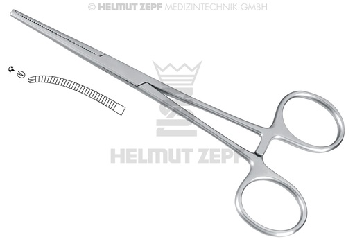 [2310514] KOCHER PINCE HÉMOSTATIQUE, 14 CM COURBÉE, 1 X 2 GRIFFES 