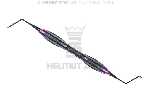 [4604505OX] INSTRUMENT SRC FIG 5 LONG GAUCHE COURBÉ MANCHE VIOLET Z-SHAPE,D'APRÈS DR. ZELTNER NANOPAL, INSERTS ÉCHANGEABLES