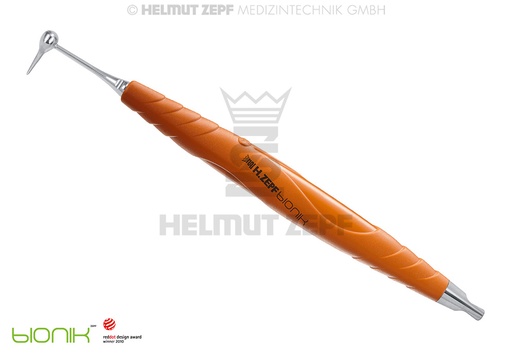 [1926502] ÉLÉVATEUR POUR PROTHÈSES DENTAIRES D'APRÈS DR. WIETZORKE DANS LE MANCHE BIONIK, ORANGE VIF