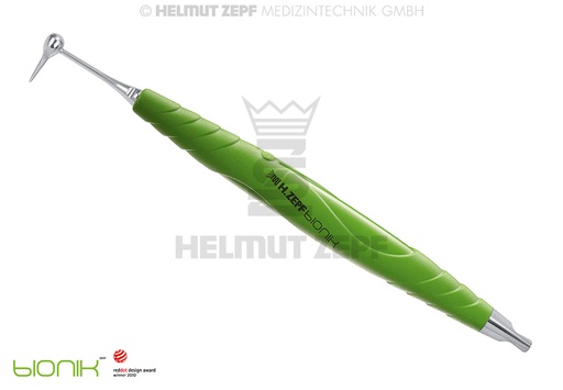 [1926508] ÉLÉVATEUR POUR PROTHÈSES DENTAIRES D'APRÈS DR. WIETZORKE DANS LE MANCHE BIONIK, VERT-JAUNE