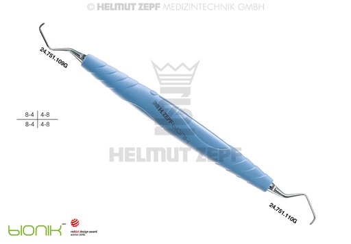 [2420609G] ZEPF-BIONIK, CURETTE SPÉCIALE GRACEY 9-10, TOURQUOISE-BLEUE CLAIRE POINTES INTERCHANGEABLES