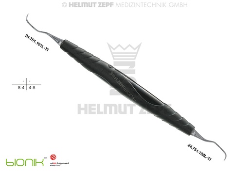 [2421001L-TI] ZEPF-BIONIK, CURETTE SPÉCIALE LANGER FIG.L1/2, NOIR POINTES INTERCHANGEABLES