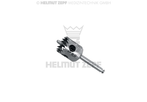 [0891010F] TRÉPAN, DIAMÈTRE INTERNE 8,0 MM TIGE 2,35 MM X 30 MM DE LONG, 9 GRIFFES AIDE AU CENTRAGE