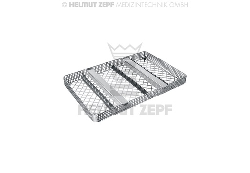 [8518010] PANIER POUR LAVAGE 1/1 AVEC 3 SUPPORTS POUR INSTRUMENTS ET 1 PRESSEUR, TRANSVERSAL