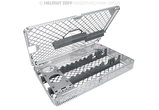 [8519505] WASHBASKET WITH LID 275X178X37MM, WITH INDIVIDUAL SILICONE INSTRUMENT SUPPORTS FOR IMMEDIATE