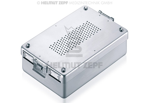 [8532700] CONTENEUR DE STÉRILISATION 310X190X40MM FOND ET COUVERCLE PERFORÉS, EN ALUMINIUM, GRIS,