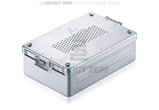 [8532710] CONTENEUR DE STÉRILISATION, 310X190X65MM FOND ET COUVERCLE PERFORÉS, EN ALUMINIUM, GRIS,