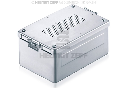 [8532730] CONTENEUR DE STÉRILISATION 310X190X130MM FOND ET COUVERCLE PERFORÉS, EN ALUMINIUM, GRIS,